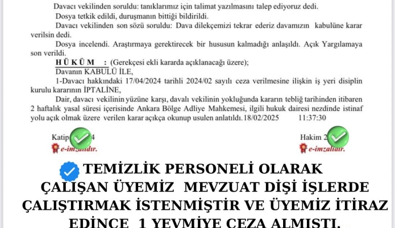 Üyemiz İçin Dava Açtık ve Kazandık 