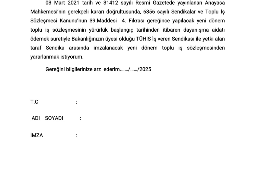 Yeni Dayanışma Dilekçesi