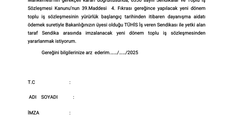 Yeni Dayanışma Dilekçesi